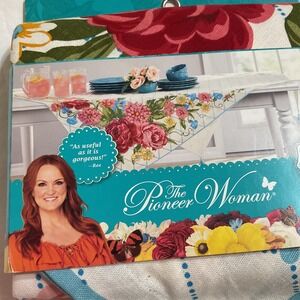 Pioneer Woman Sweet Rose Table Throw 50x50 Floral Tassel Farmhouse Country Chic